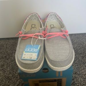 Hey Dude Kids Shoes in Gray with Pink Accents